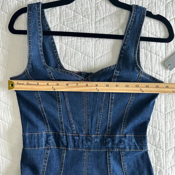 NWT Tractr Blue Denim Hi-Low Fit & Flare Dress Cotton Blend – Size S - Picture 12 of 16